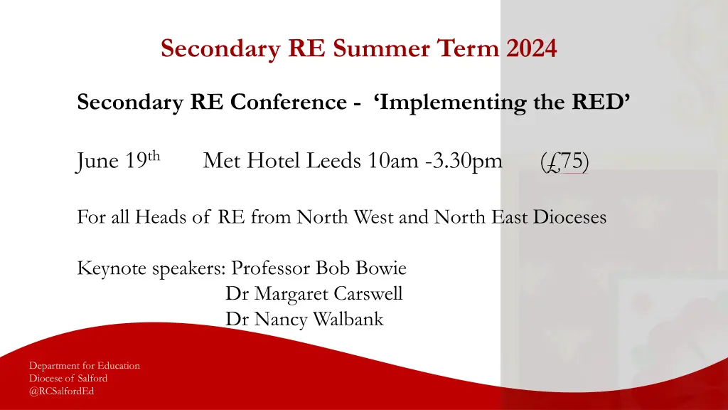 secondary re summer term 2024