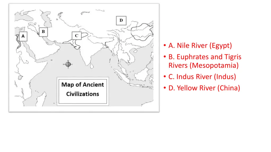 a nile river egypt b euphrates and tigris rivers