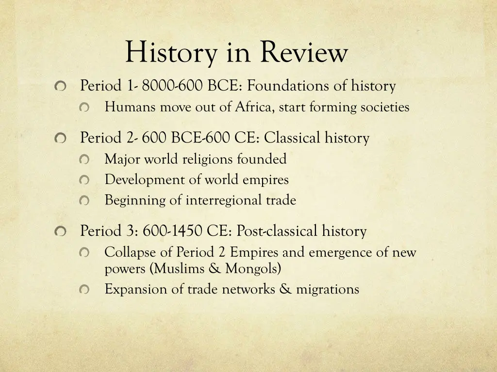 history in review period 1 8000