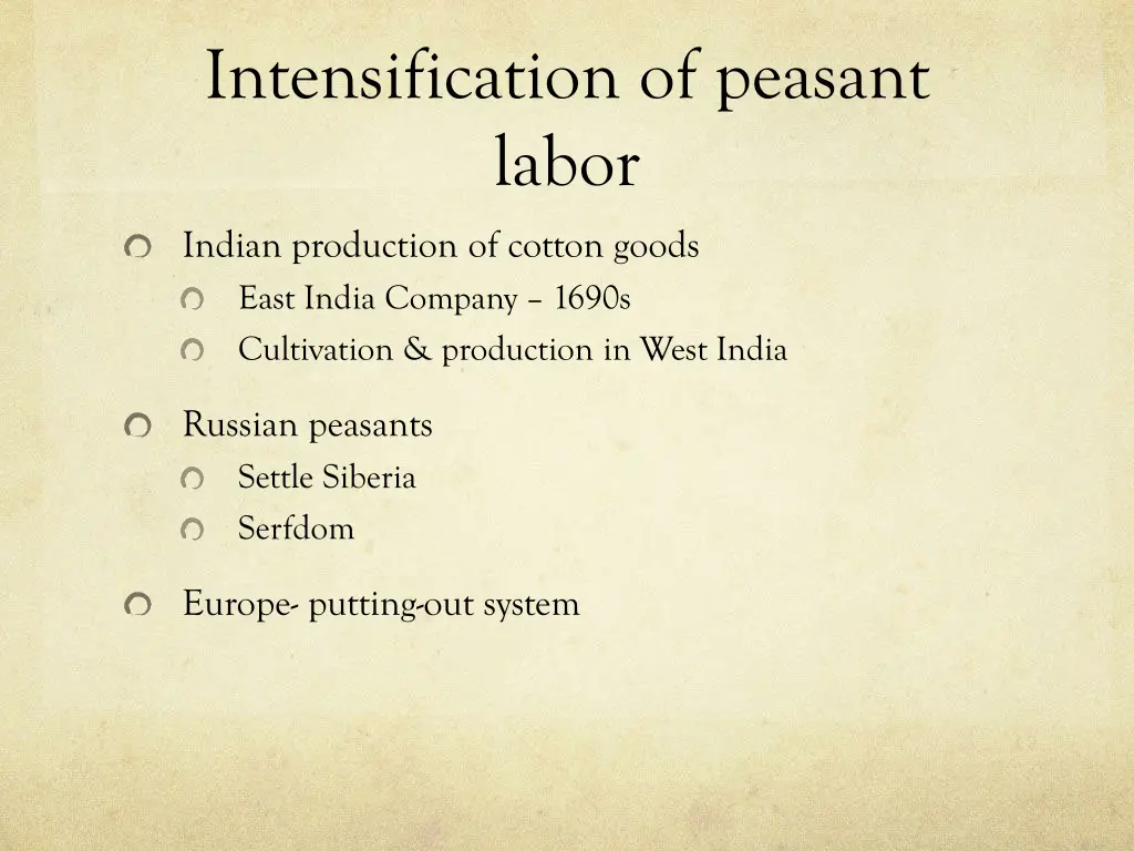 intensification of peasant labor