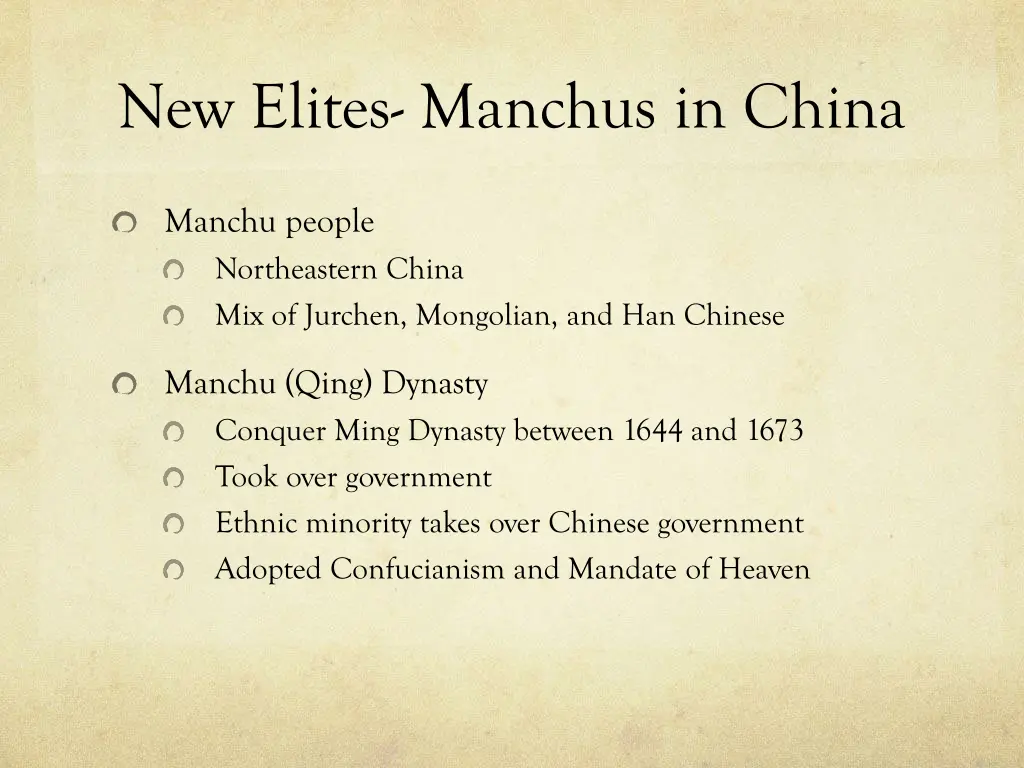 new elites manchus in china