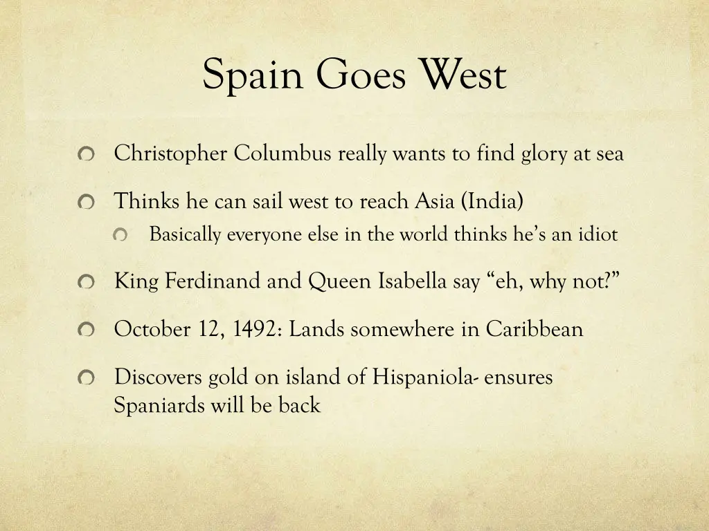 spain goes west