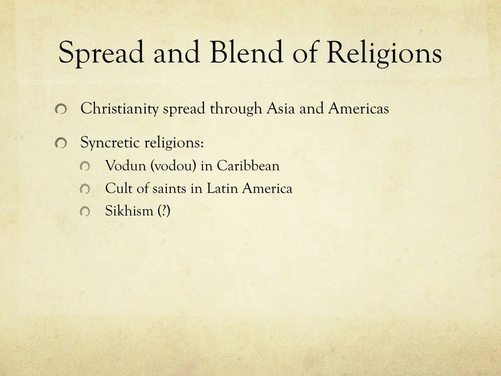 spread and blend of religions