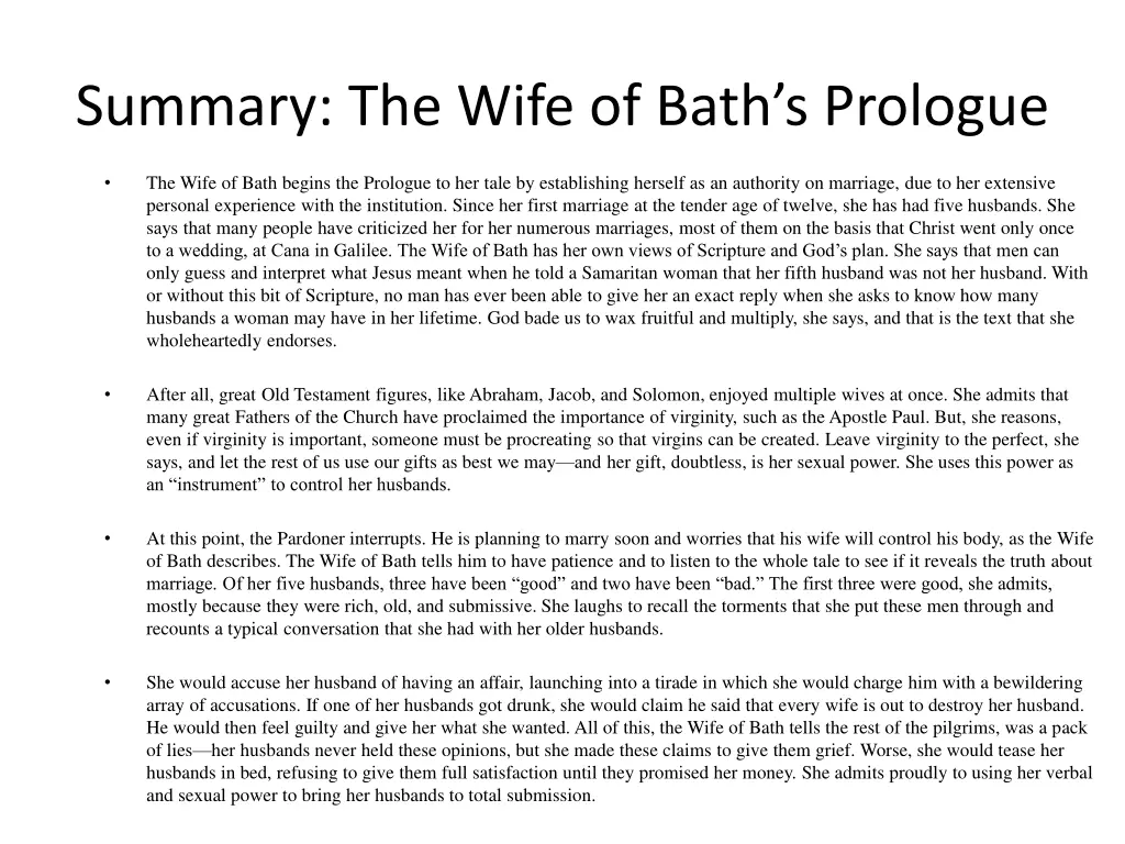 summary the wife of bath s prologue