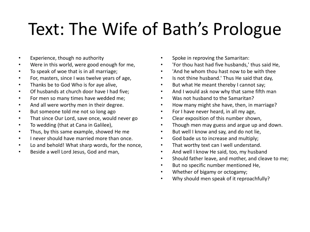 text the wife of bath s prologue