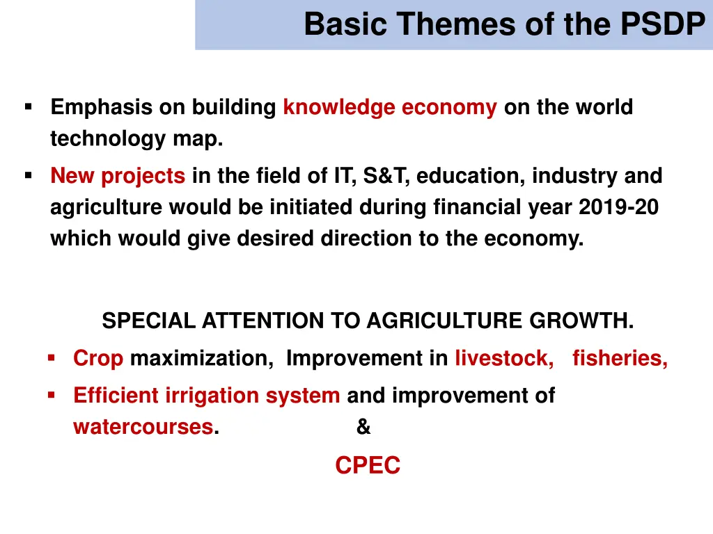 basic themes of the psdp