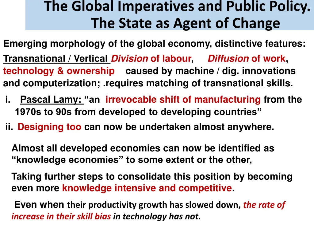 the global imperatives and public policy