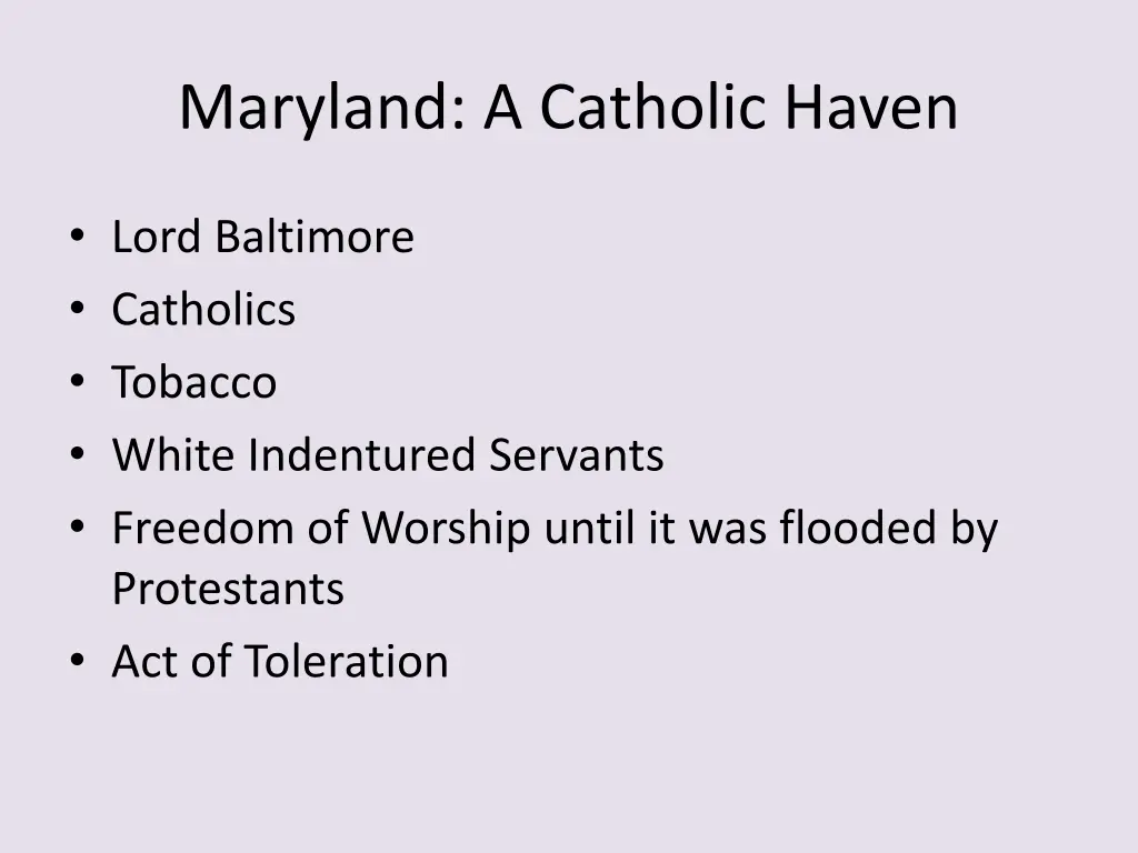 maryland a catholic haven