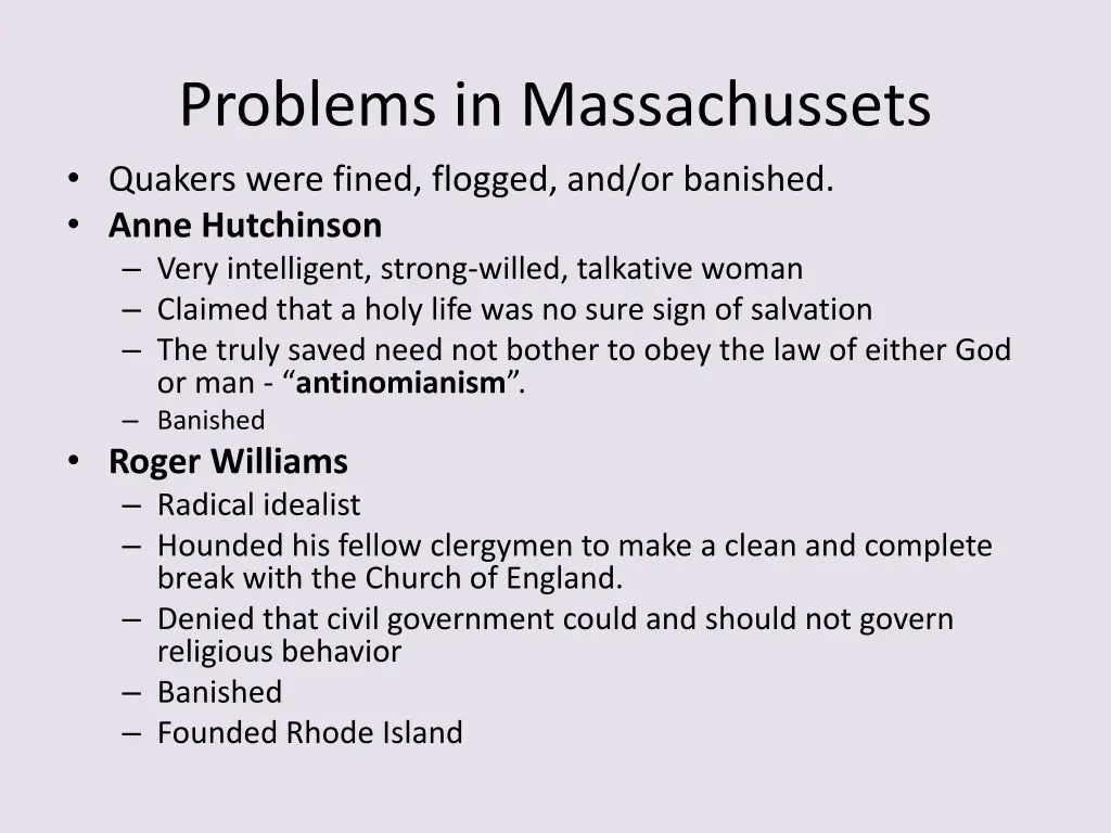 problems in massachussets quakers were fined