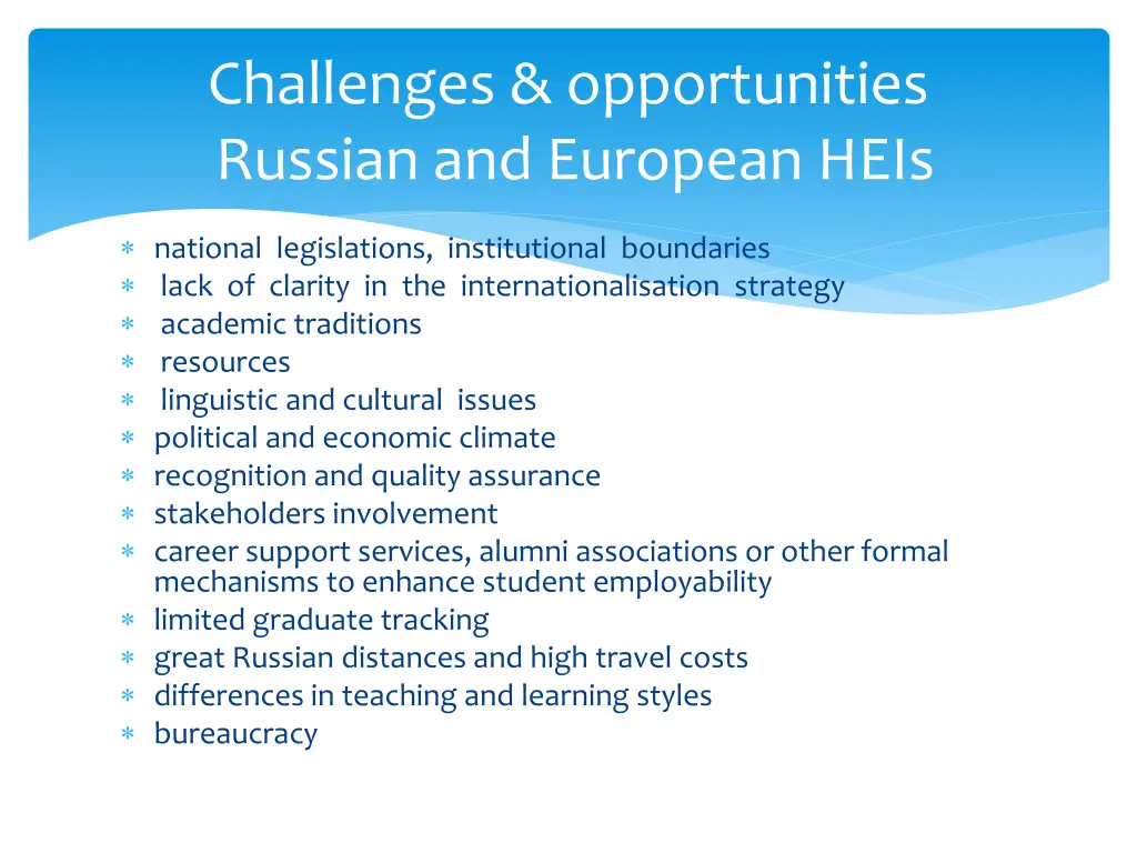 challenges opportunities russian and european heis