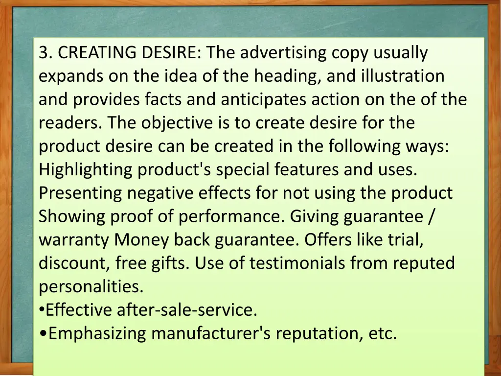 3 creating desire the advertising copy usually