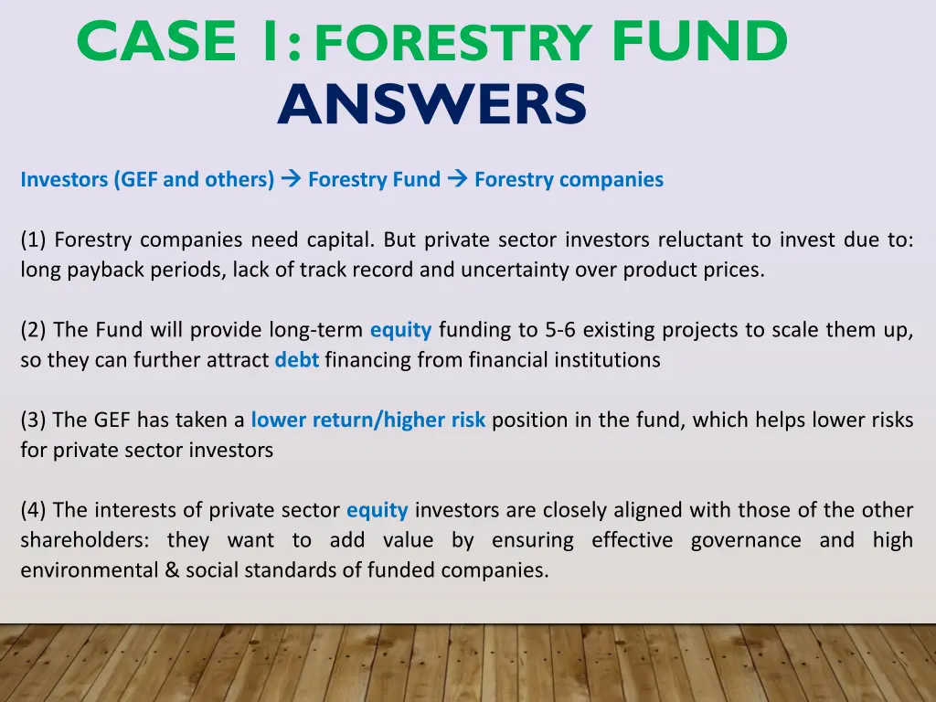 case 1 forestry fund answers