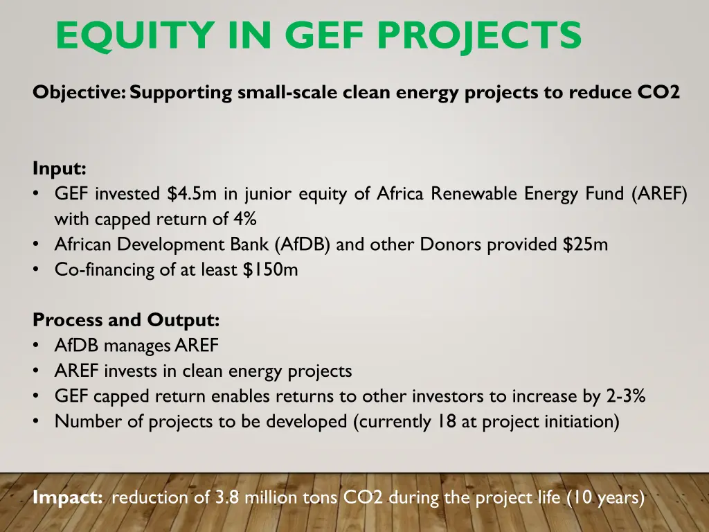 equity in gef projects