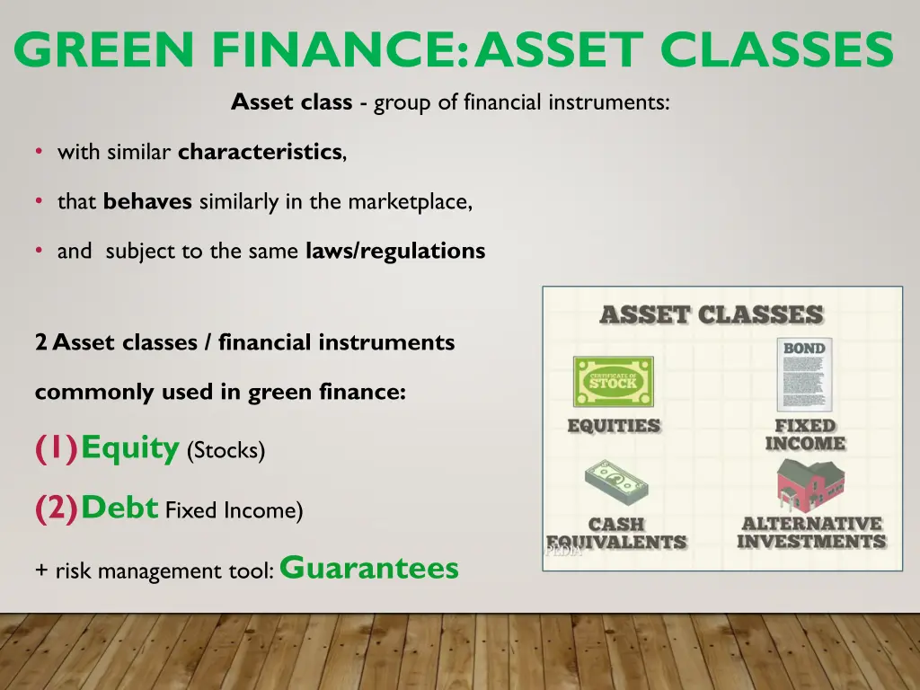 green finance asset classes