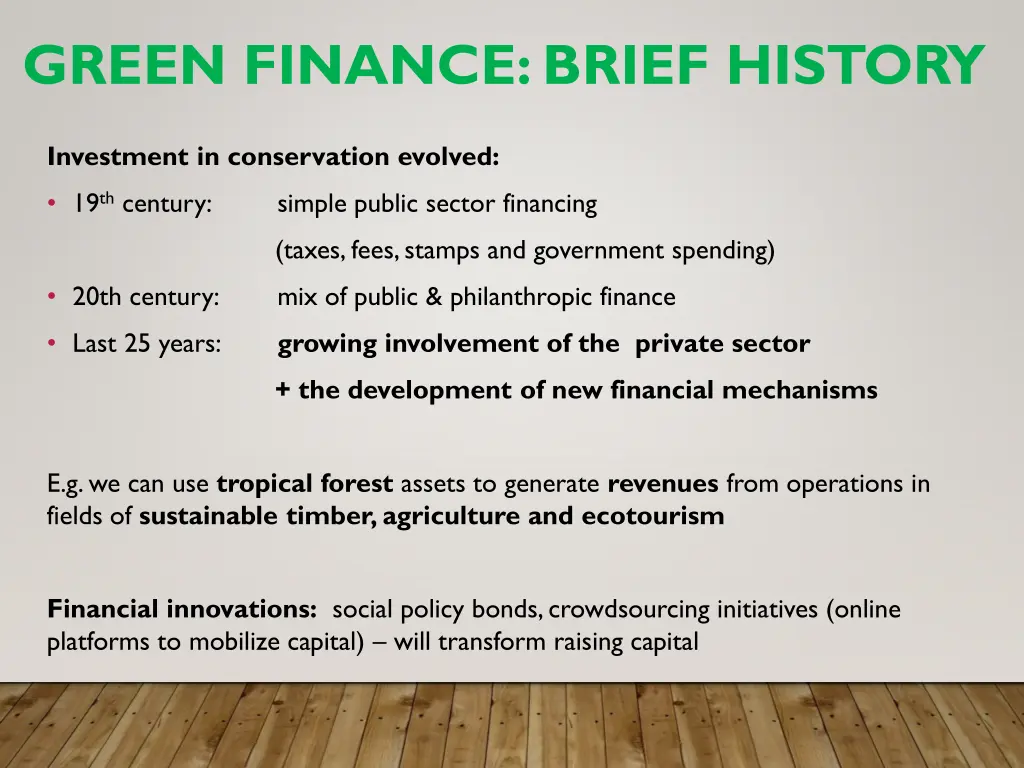 green finance brief history