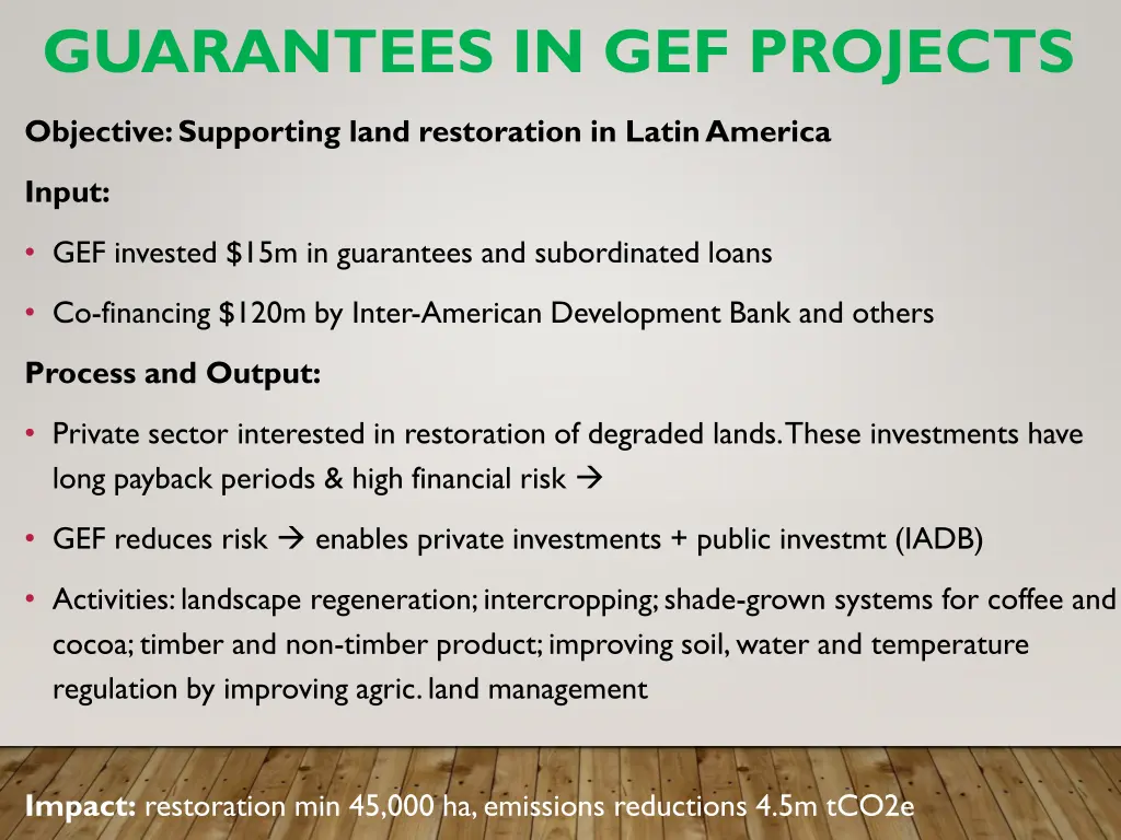 guarantees in gef projects