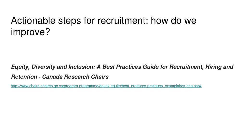 actionable steps for recruitment how do we improve