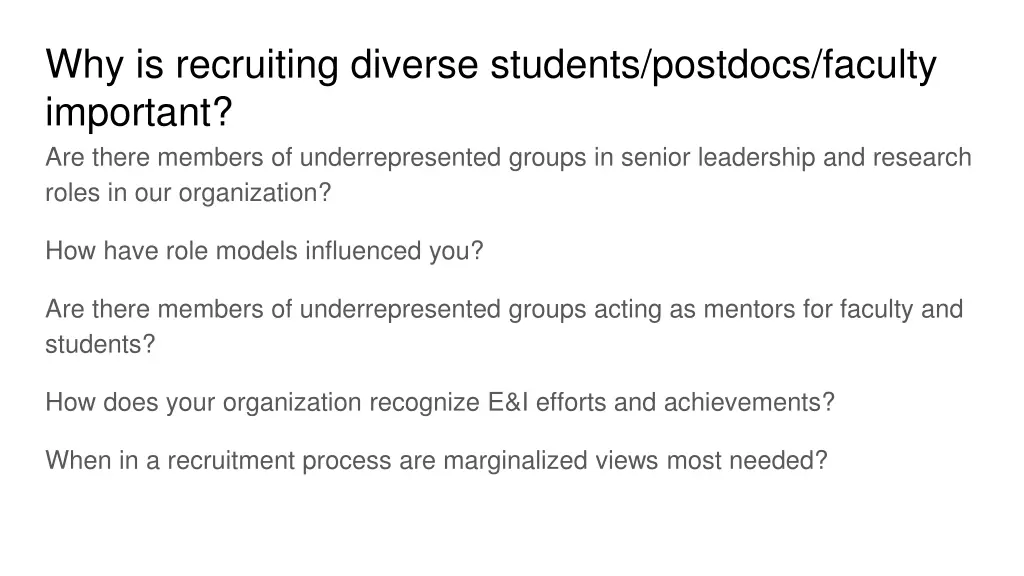 why is recruiting diverse students postdocs 1