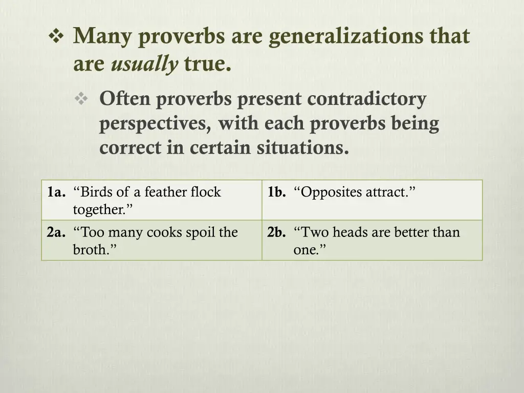 many proverbs are generalizations that 1