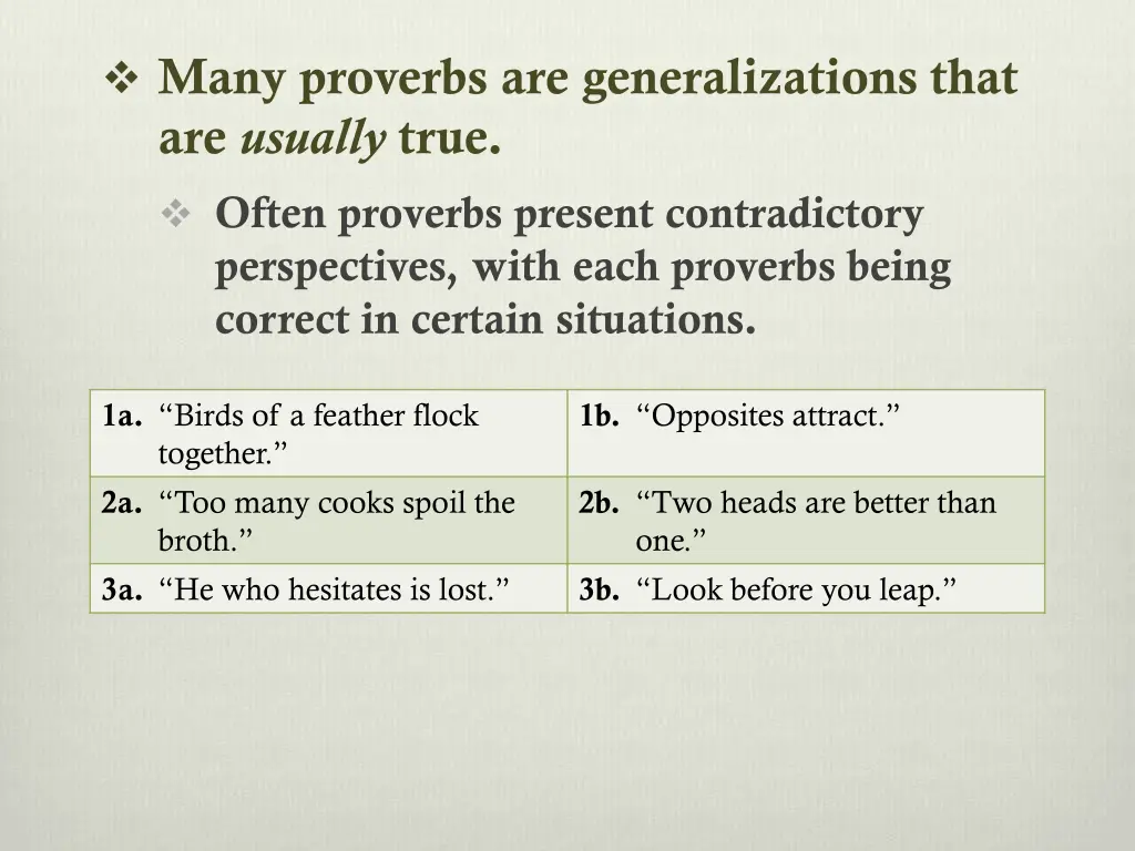 many proverbs are generalizations that 2