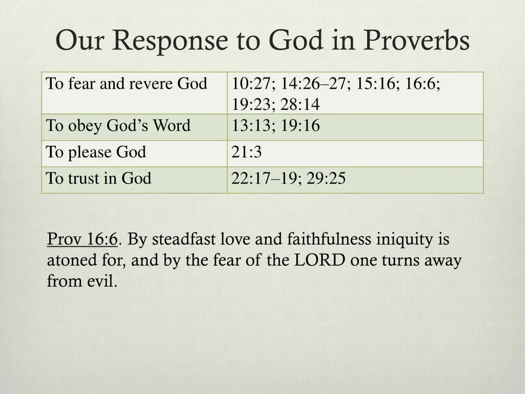 our response to god in proverbs 3