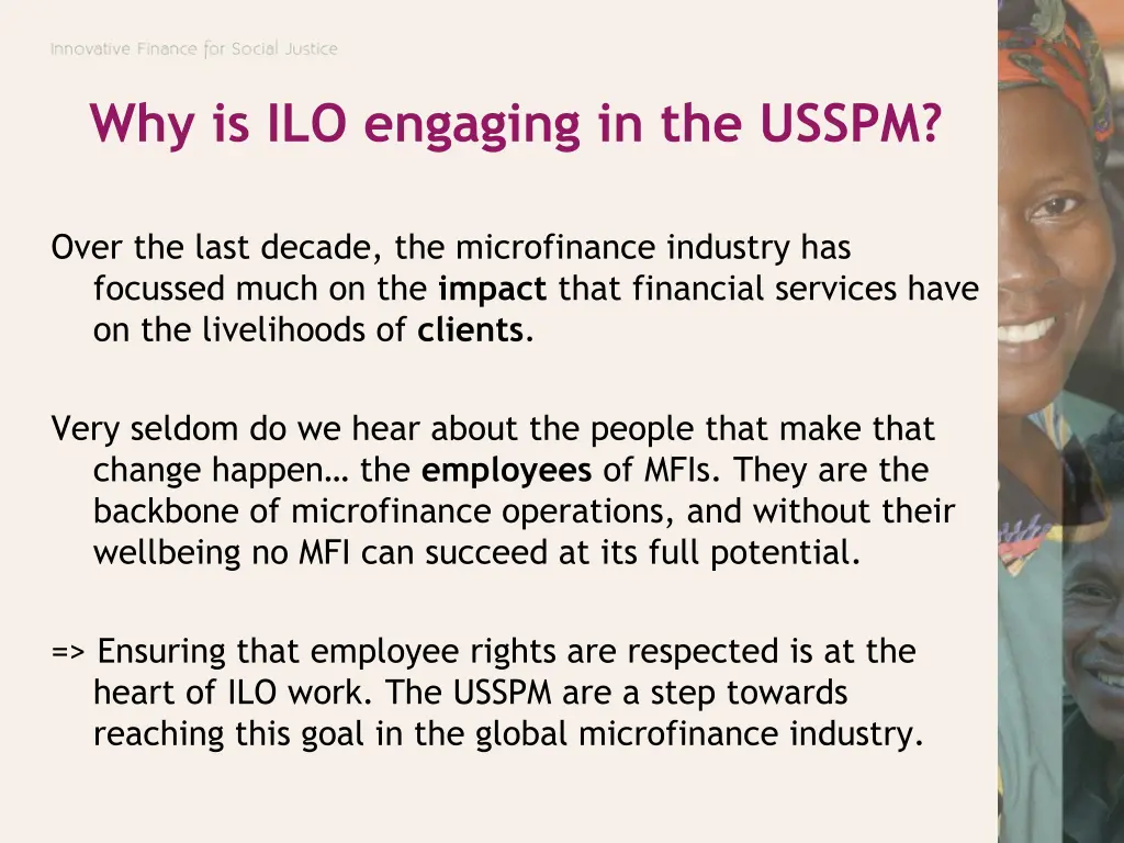 why is ilo engaging in the usspm