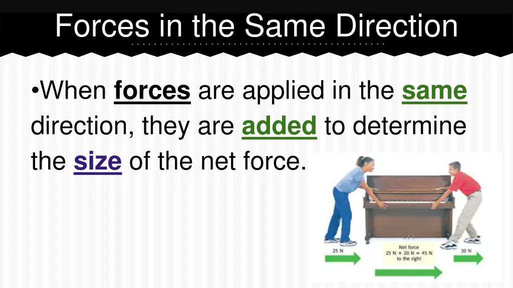 forces in the same direction