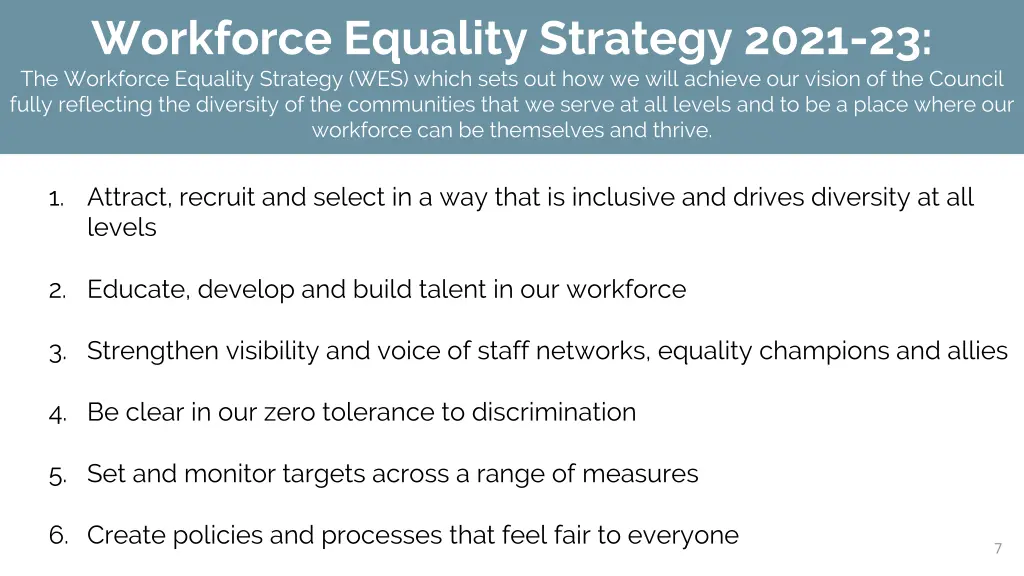 workforce equality strategy 2021 23 the workforce