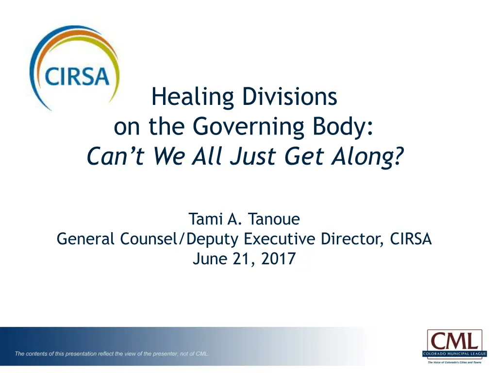 healing divisions on the governing body