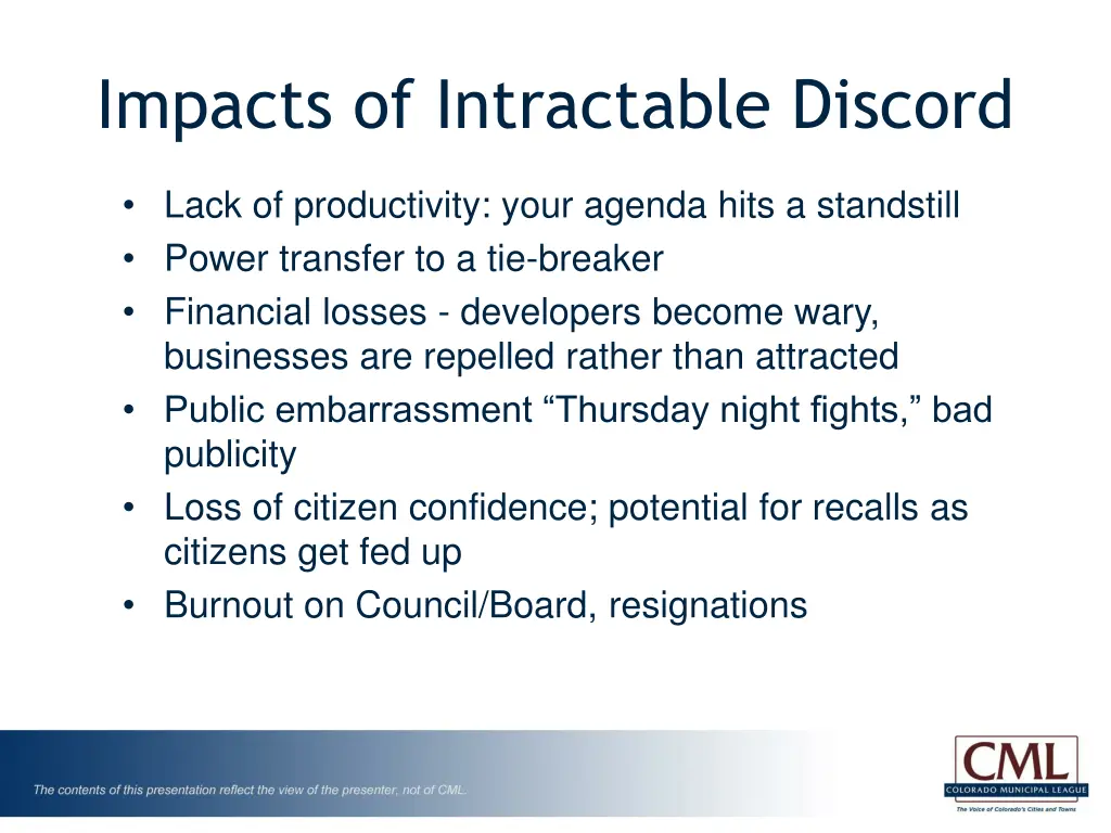 impacts of intractable discord