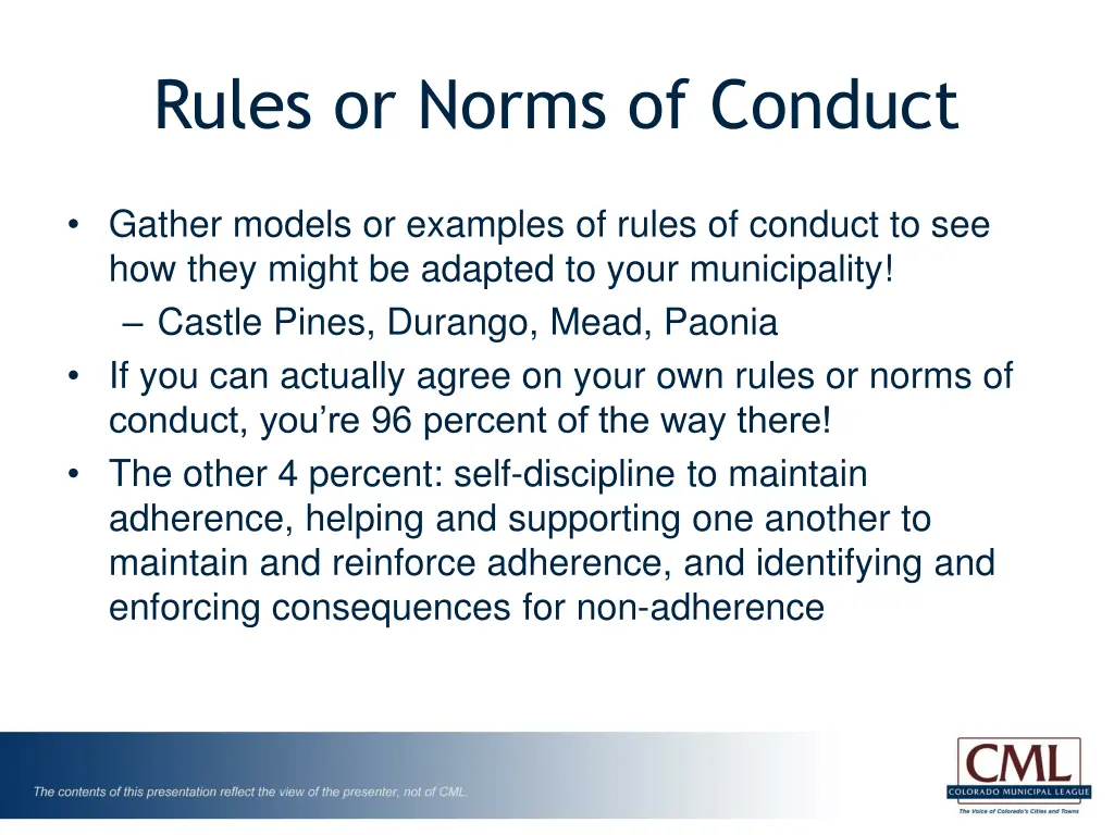 rules or norms of conduct 1