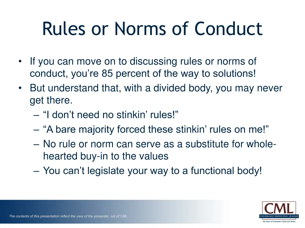 rules or norms of conduct