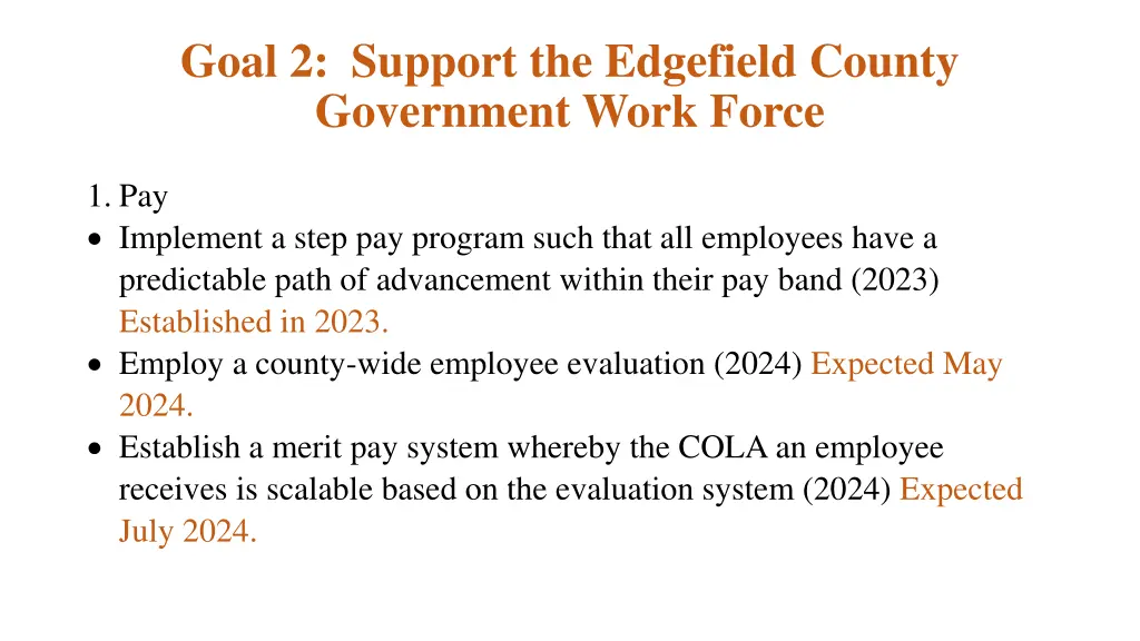 goal 2 support the edgefield county government