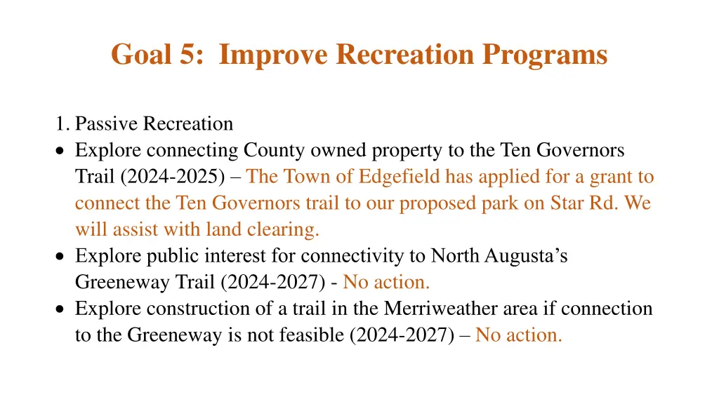 goal 5 improve recreation programs 2