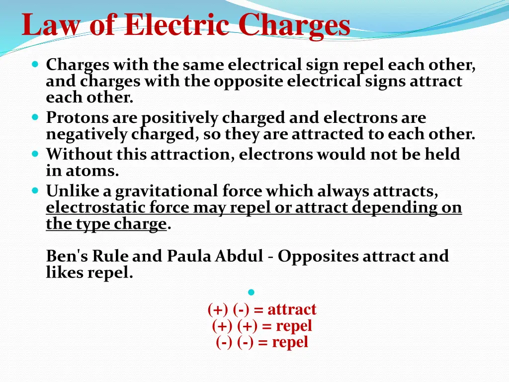 law of electric charges