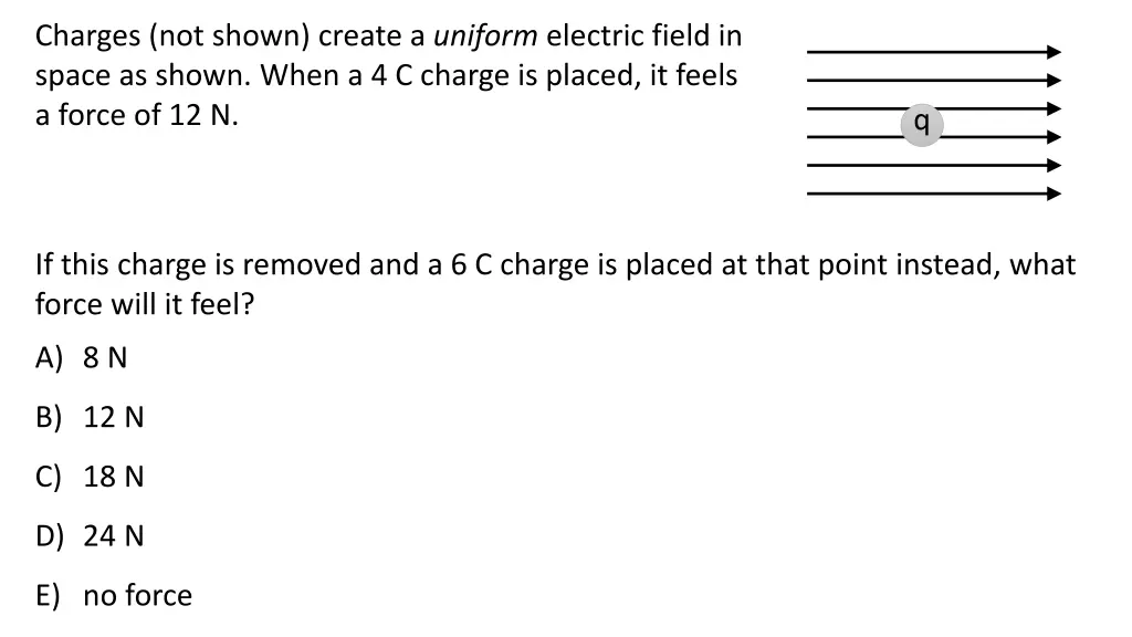 charges not shown create a uniform electric field