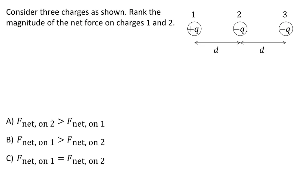 consider three charges as shown rank