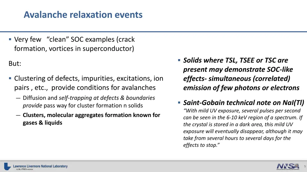 avalanche relaxation events