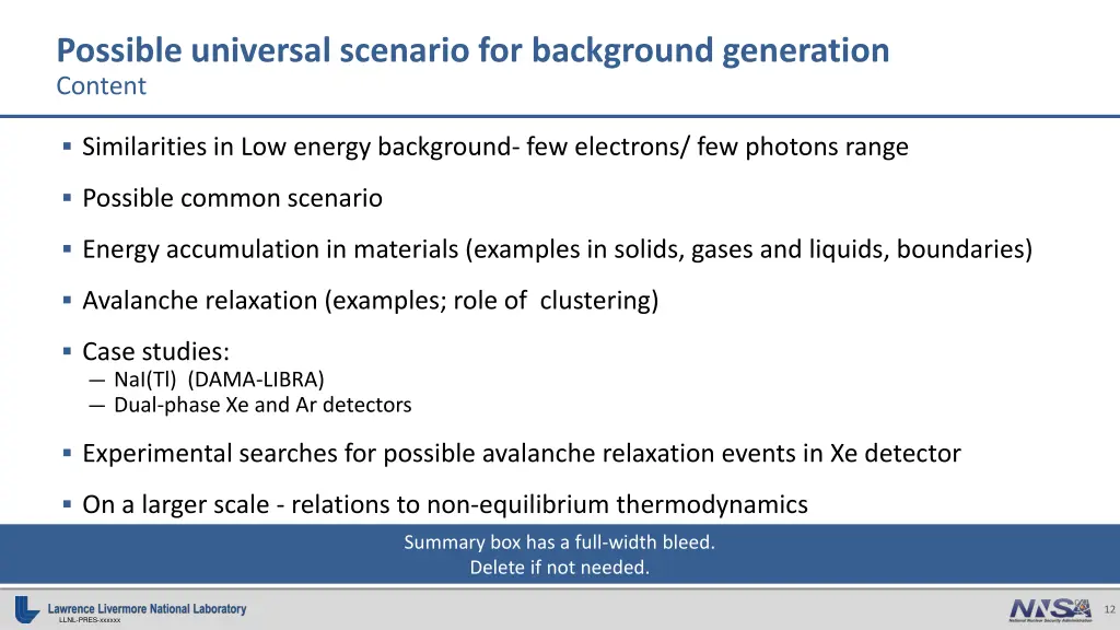 possible universal scenario for background