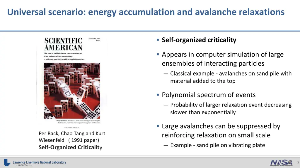 universal scenario energy accumulation