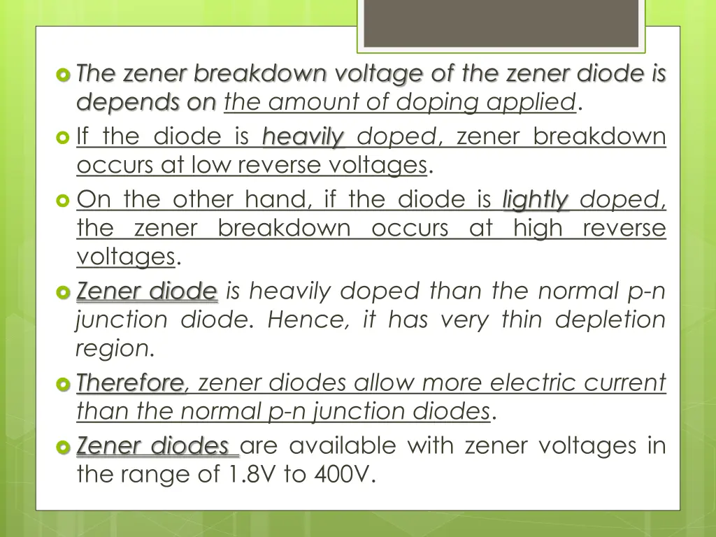 the zener breakdown voltage of the zener diode