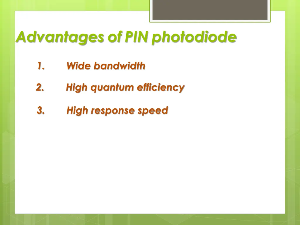 advantages of pin photodiode