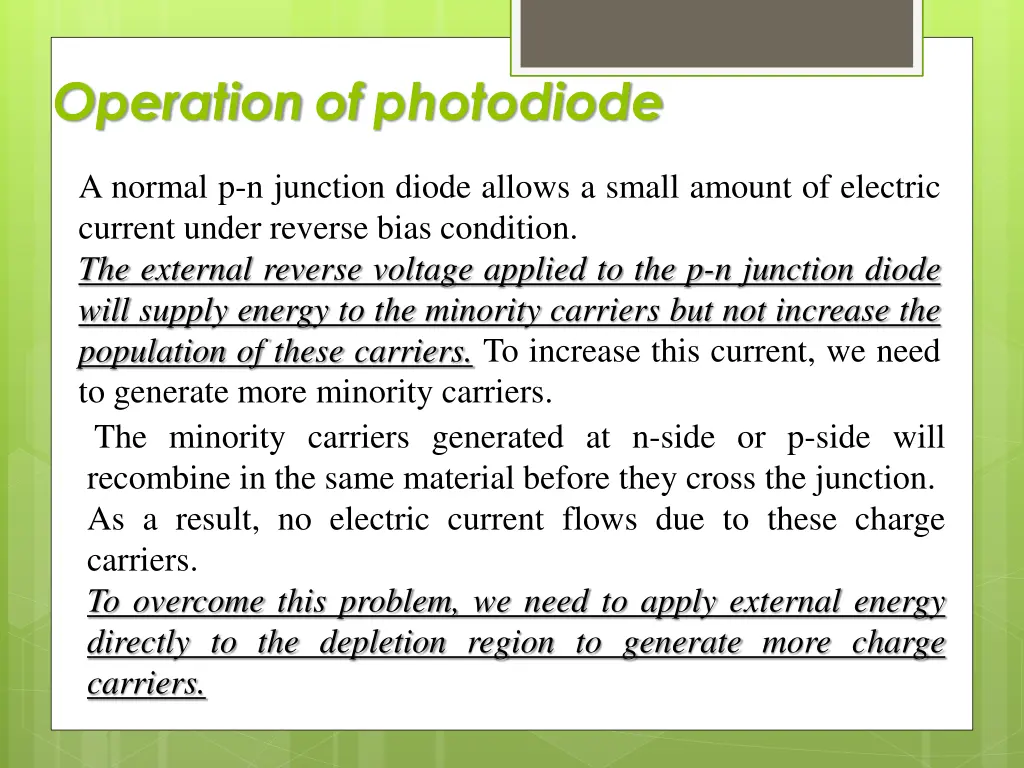 operation of photodiode