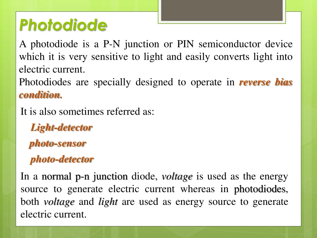 photodiode a photodiode is a p n junction