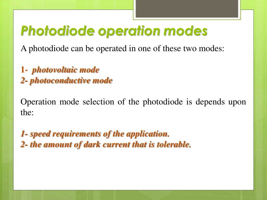 photodiode operation modes