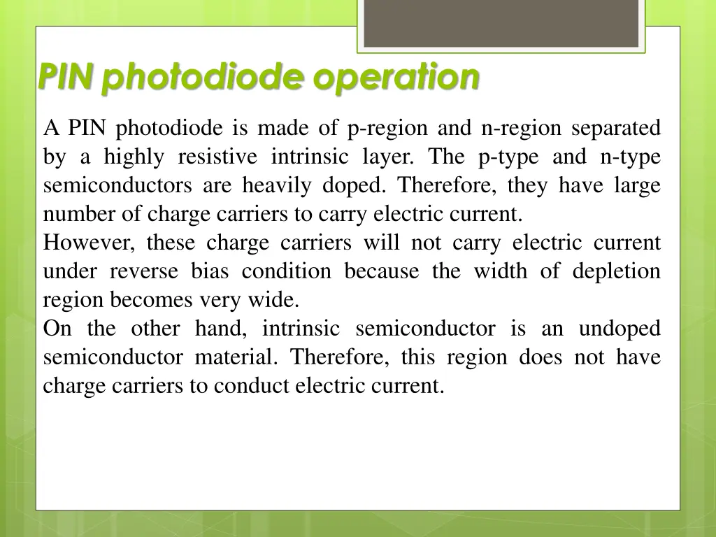 pin photodiode operation