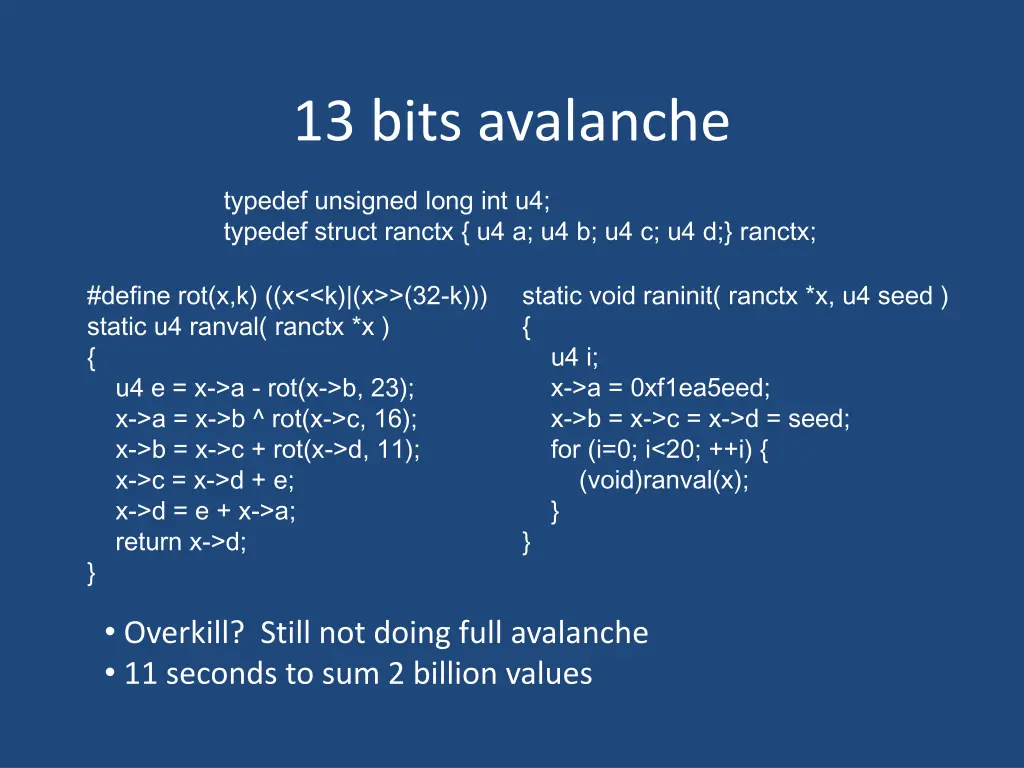 13 bits avalanche