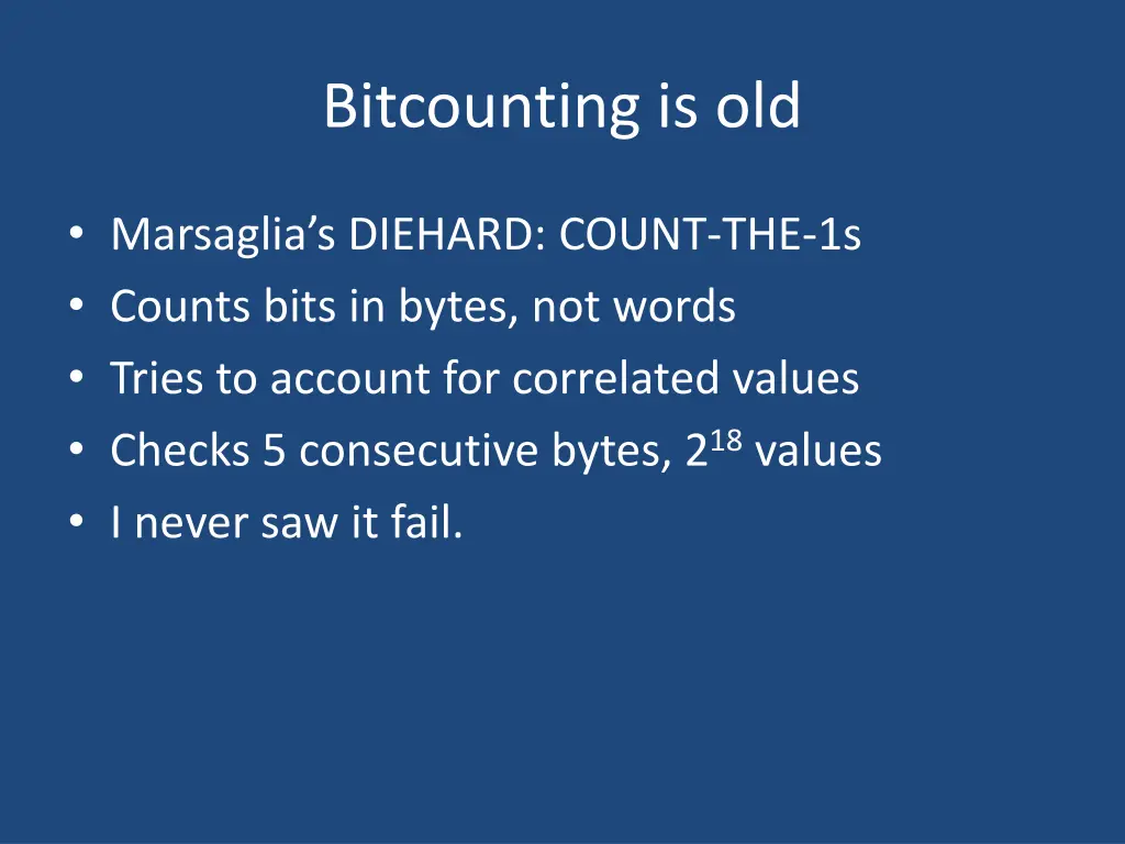 bitcounting is old