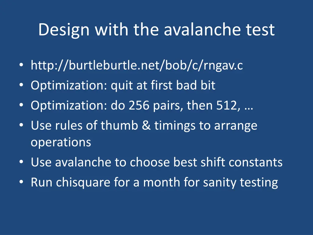 design with the avalanche test