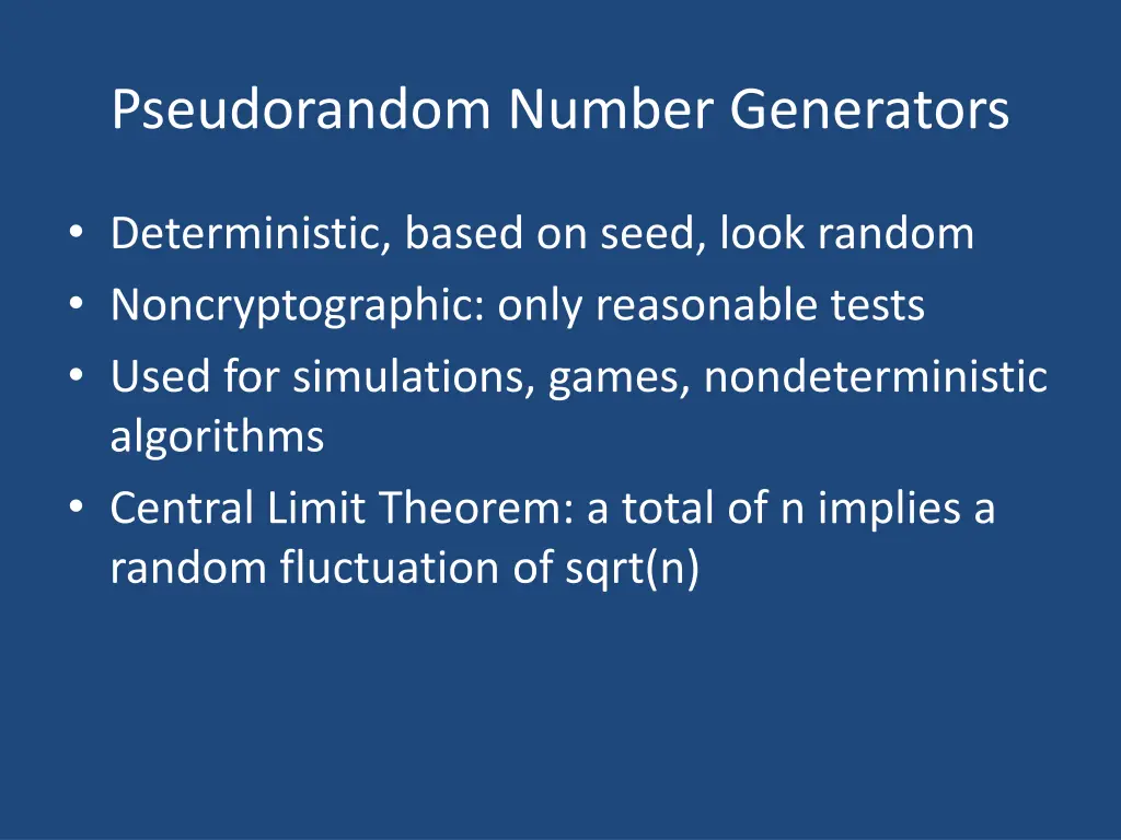 pseudorandom number generators